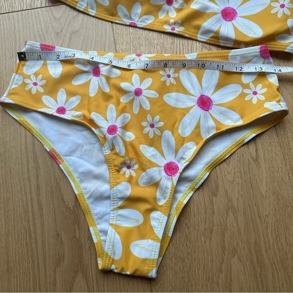 ROMWE FLORAL YELLOW HIGH WAIST BIKINI - M - Picture 8 of 9